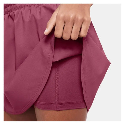 Girls' One Dri-FIT High-Waisted Skort Sweet Beet and White
