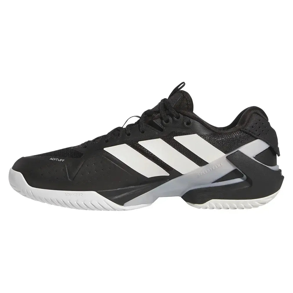 Men's Adizero Ubersonic 5 Tennis Shoes Core Black and Silver Metallic