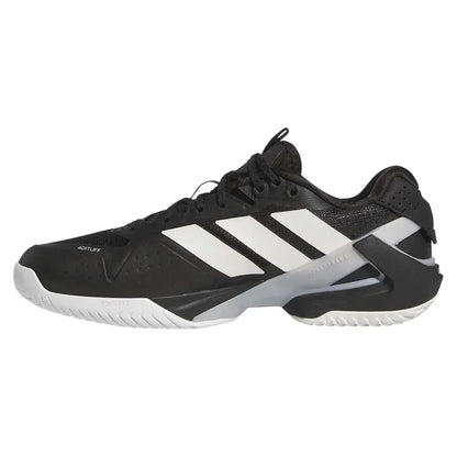 Men's Adizero Ubersonic 5 Tennis Shoes Core Black and Silver Metallic