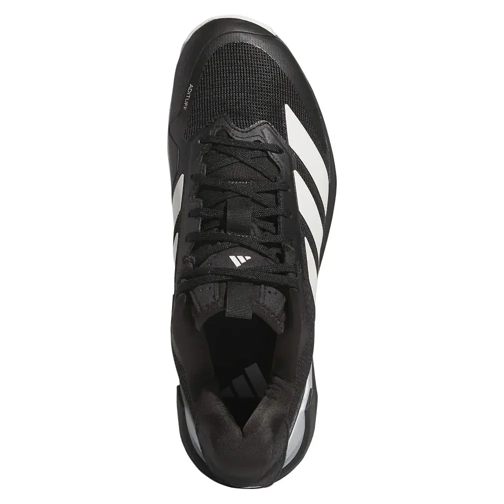 Men's Adizero Ubersonic 5 Tennis Shoes Core Black and Silver Metallic