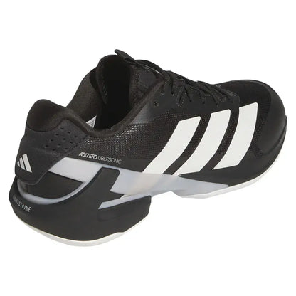 Men's Adizero Ubersonic 5 Tennis Shoes Core Black and Silver Metallic