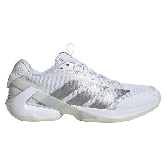 Women's Adizero Ubersonic 5 Tennis Shoes White and Silver Metallic