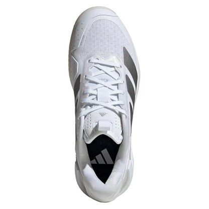 Women's Adizero Ubersonic 5 Tennis Shoes White and Silver Metallic