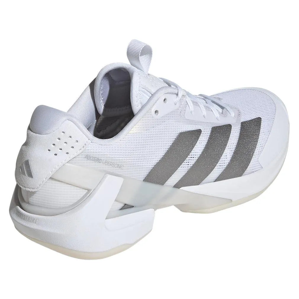 Women's Adizero Ubersonic 5 Tennis Shoes White and Silver Metallic