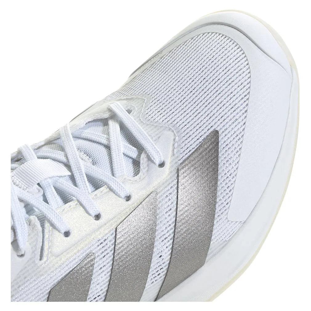 Women's Adizero Ubersonic 5 Tennis Shoes White and Silver Metallic