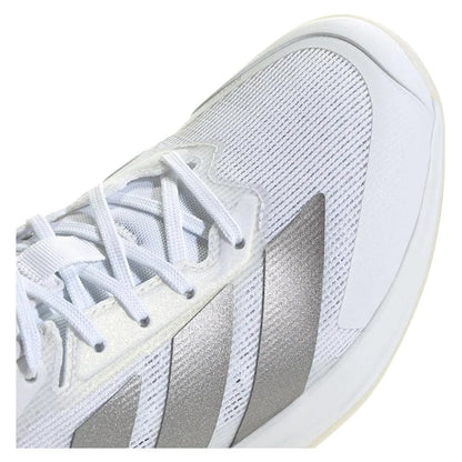 Women's Adizero Ubersonic 5 Tennis Shoes White and Silver Metallic