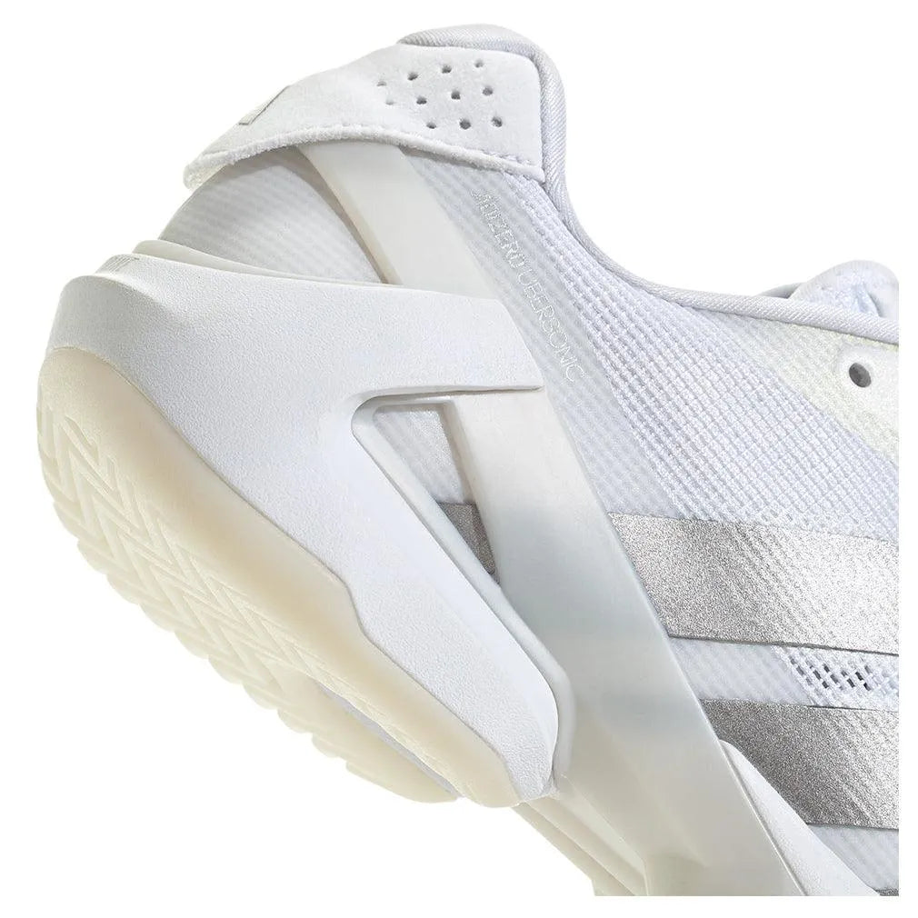 Women's Adizero Ubersonic 5 Tennis Shoes White and Silver Metallic