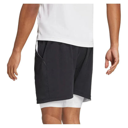 Mens Short and Tight Tennis Set White and Black