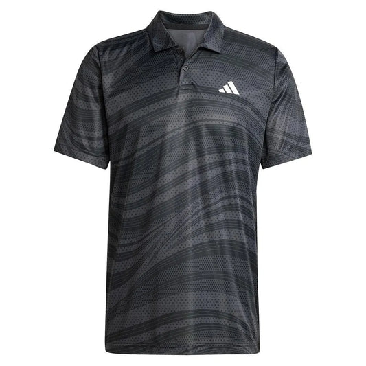 Men's Club Graphic Tennis Polo Black and Carbon-Apparel-Adidas-JD5426-S25-1-1-[Sku]-Tennis Express
