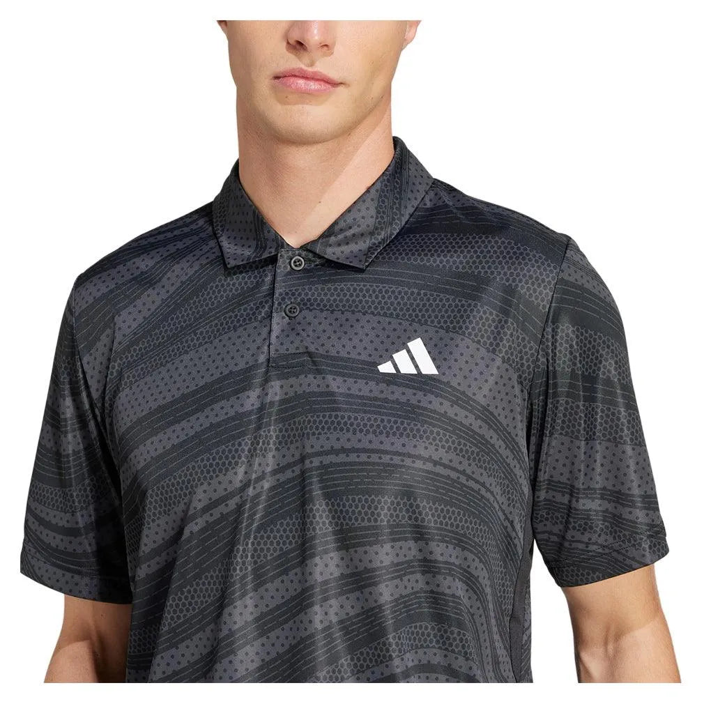 Men's Club Graphic Tennis Polo Black and Carbon