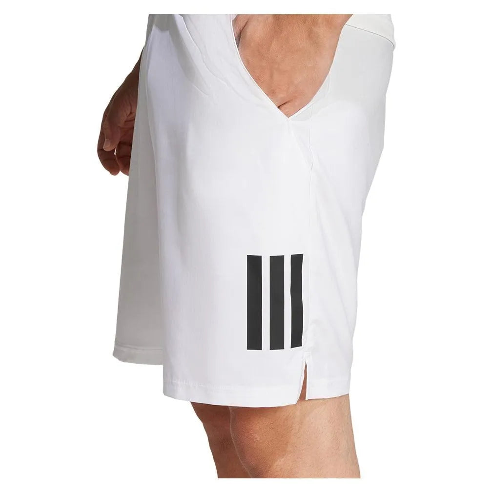 Men's Club 3 Stripe 9 inch Tennis Short White