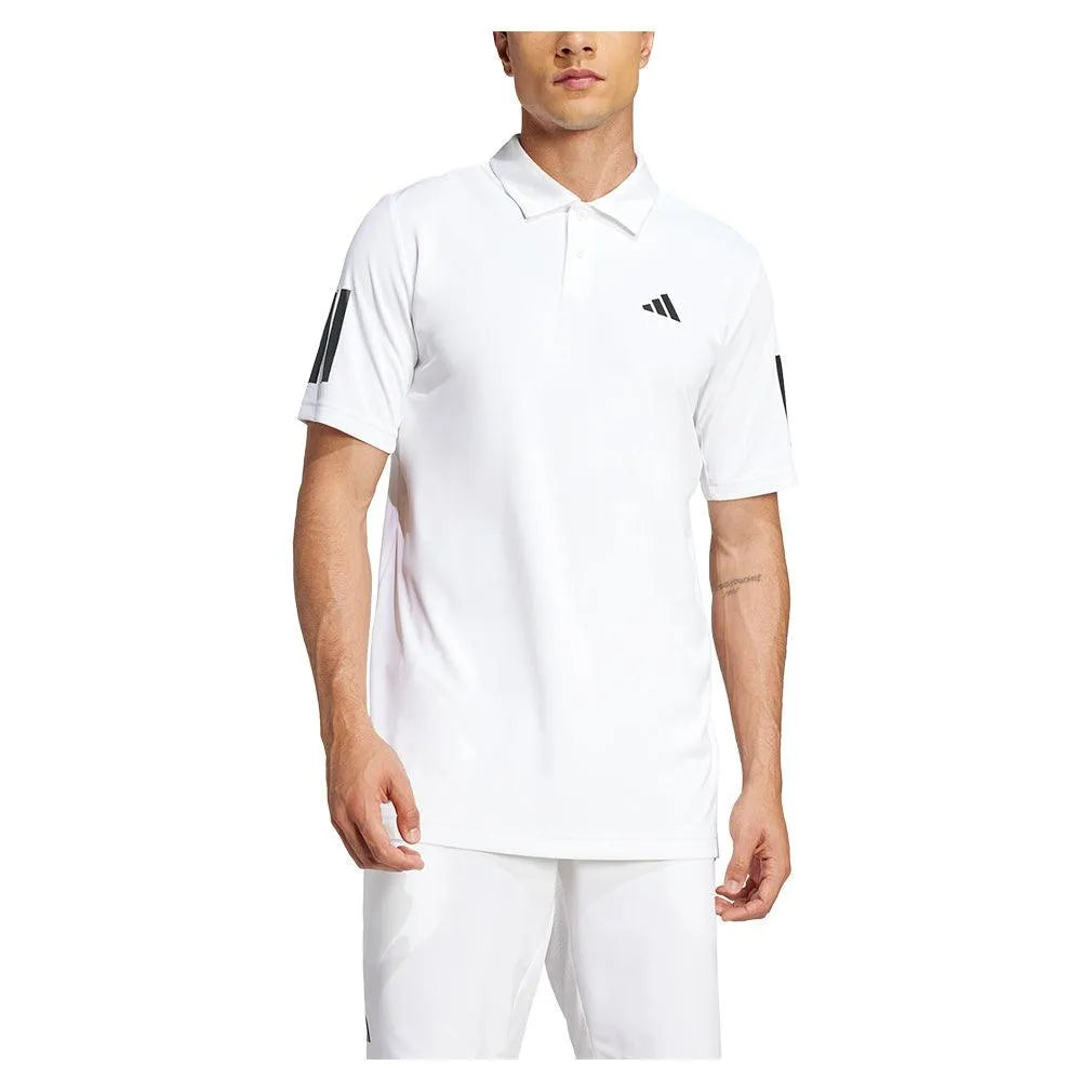 Men's Club 3 Stripe Tennis Polo White