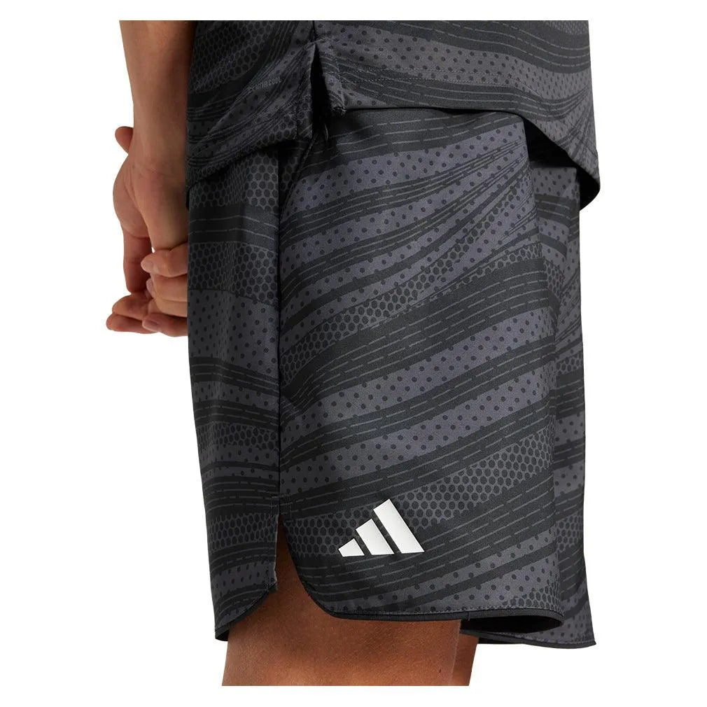 Men's Club Graphic 7 inch Tennis Shorts Carbon and Black