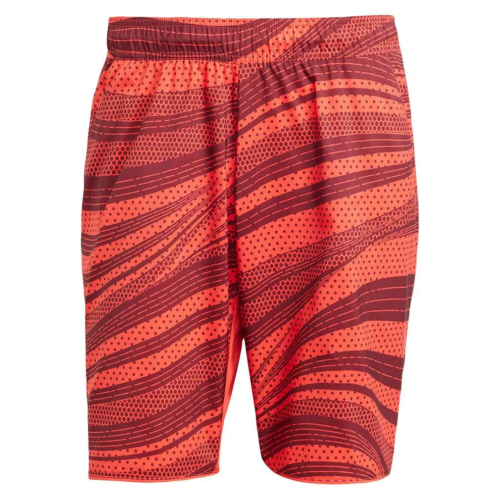 Men's Club Graphic 9 Inch Tennis Short Semi Lucid Red and Shadow Red-Apparel-Adidas-JF8427-S25-1_d7148e6d-f5f8-4db3-a1b9-b729aa968545-Tennis Express