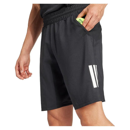 Men's Club 3 Stripe 9 inch Tennis Short Black