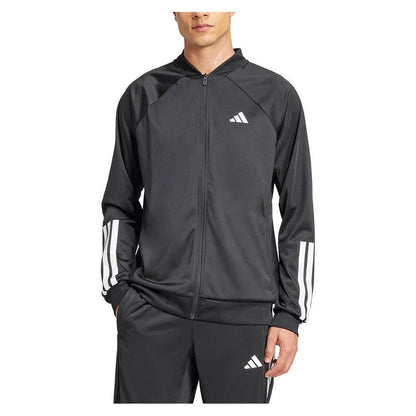 Men's 3 Stripe Knit Tennis Jacket Black