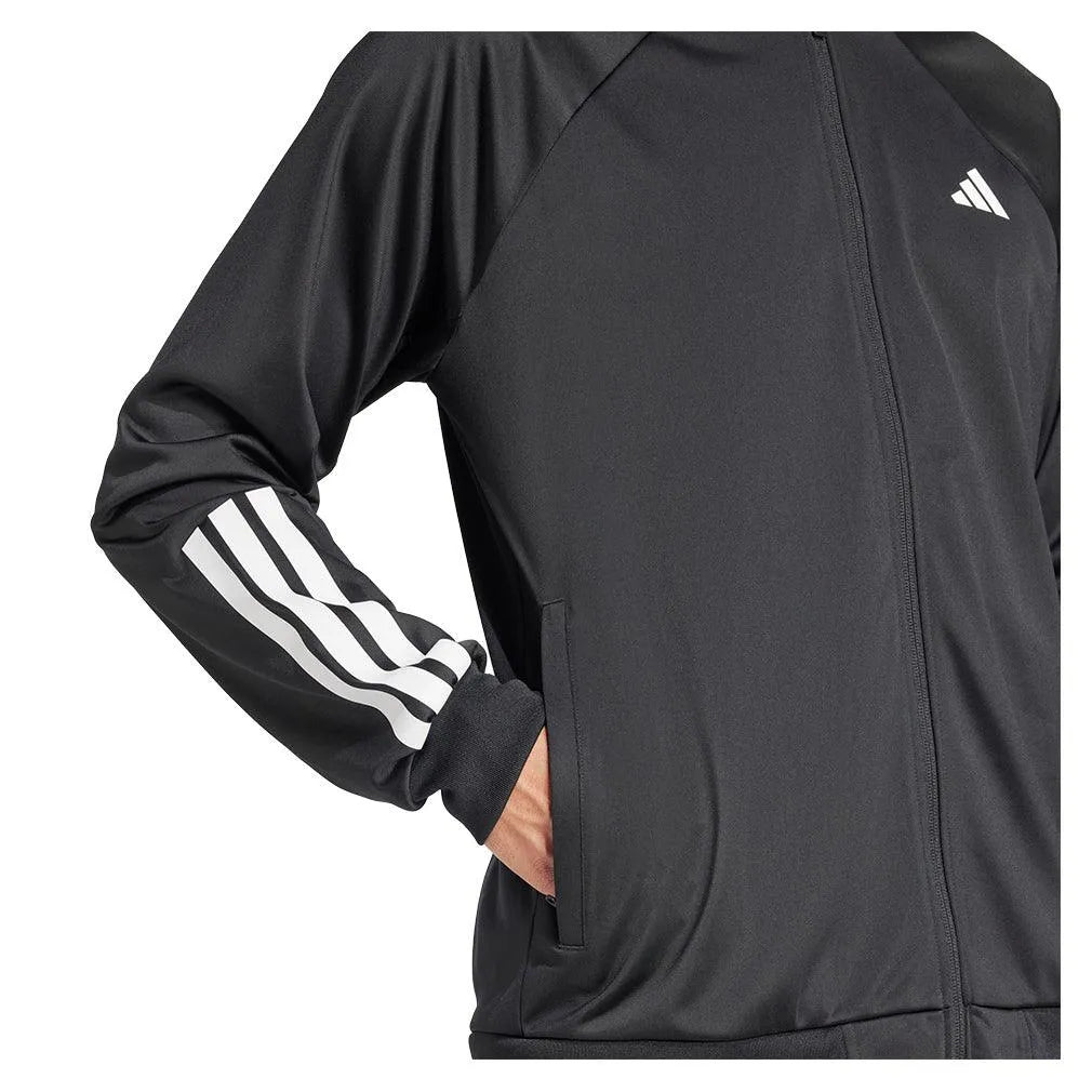 Men's 3 Stripe Knit Tennis Jacket Black
