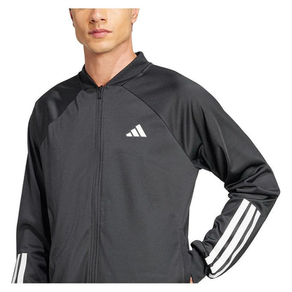 Men's 3 Stripe Knit Tennis Jacket Black