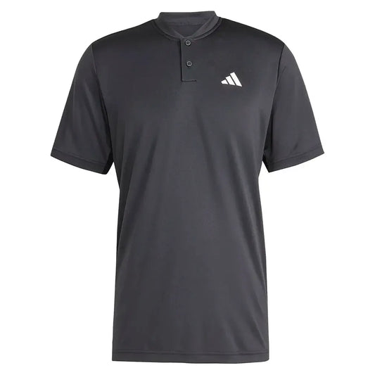 Men's Club Henley Tennis Polo Black-Apparel-Adidas-JH3393_1-Tennis Express