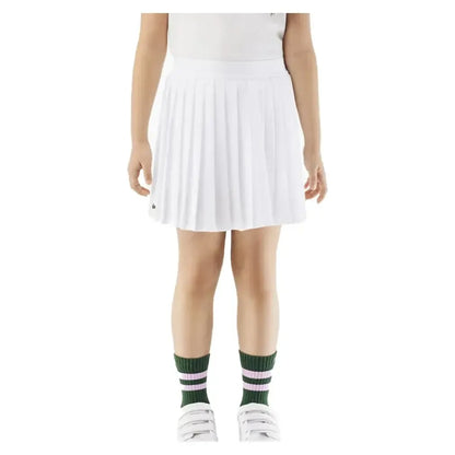 Girls' Pleated Poly Tennis Skort with Shorts Blanc-Apparel-Lacoste-JJ7341-001S25-Tennis Express