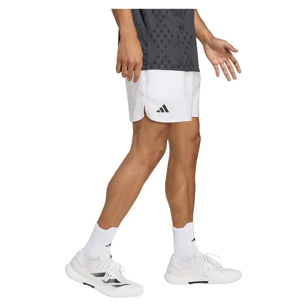 Men's Club Graphic 9 Inch Tennis Short White and Dash Grey