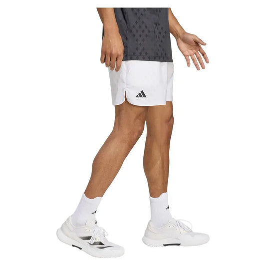 Men's Club Graphic 9 Inch Tennis Short White and Dash Grey