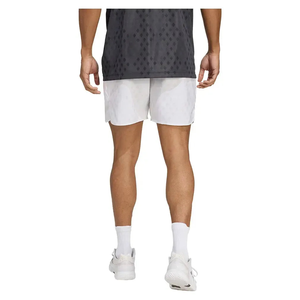 Men's Club Graphic 9 Inch Tennis Short White and Dash Grey