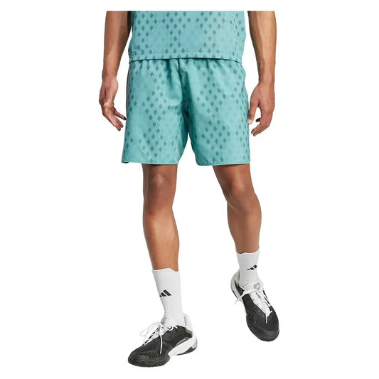Men's Club Graphic 9 Inch Tennis Short Powder and Preloved Teal