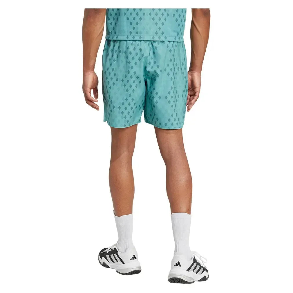 Men's Club Graphic 9 Inch Tennis Short Powder and Preloved Teal