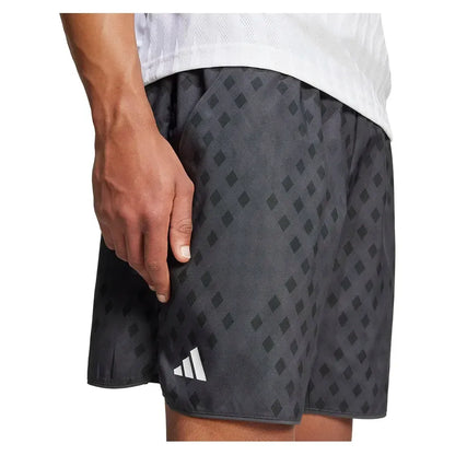 Men's Club Graphic 9 Inch Tennis Short Carbon and Black