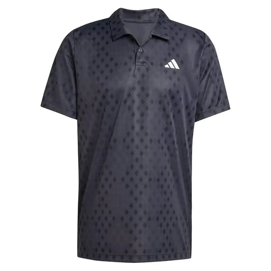 Men's Club Graphic Tennis Polo Carbon and Black-Apparel-Adidas-JM1205_1-Tennis Express