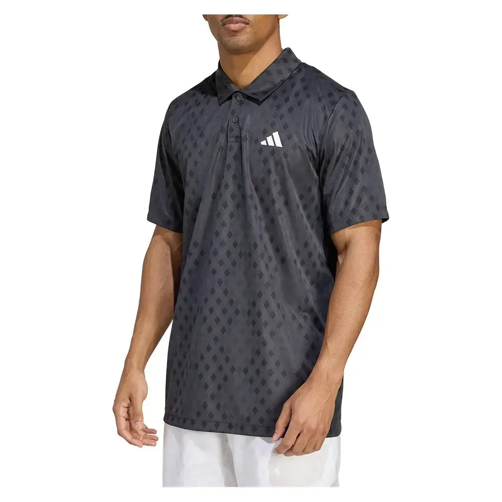 Men's Club Graphic Tennis Polo Carbon and Black