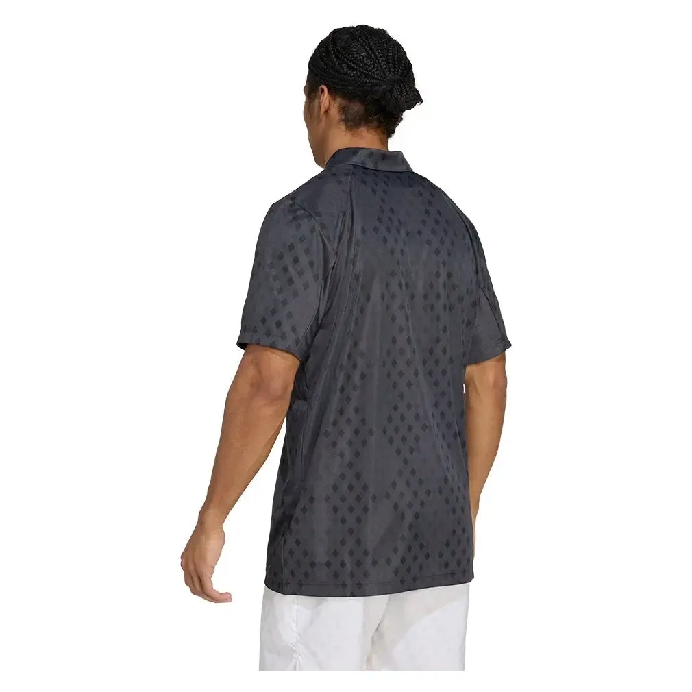 Men's Club Graphic Tennis Polo Carbon and Black