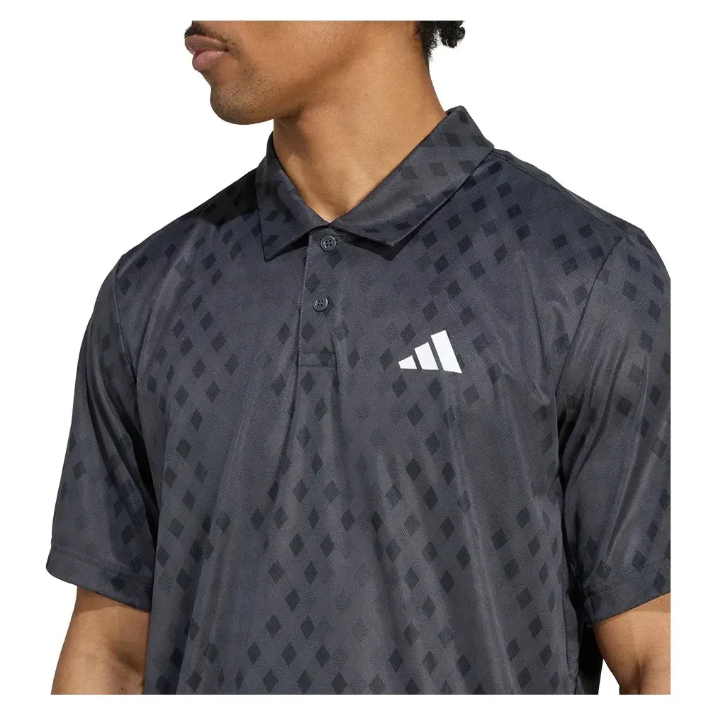 Men's Club Graphic Tennis Polo Carbon and Black