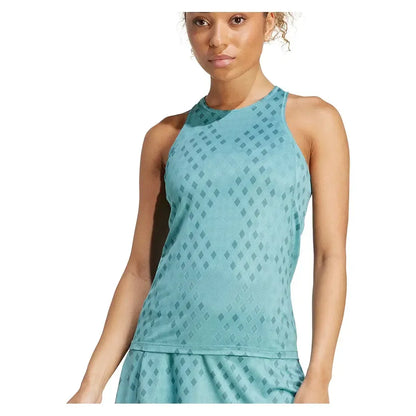 Women's Club Graphic Tennis Tank Powder Teal and Preloved Teal