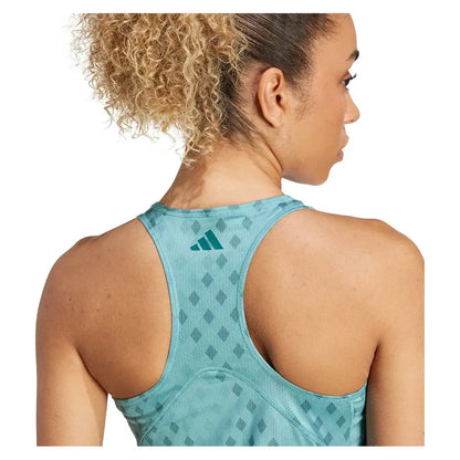 Women's Club Graphic Tennis Tank Powder Teal and Preloved Teal