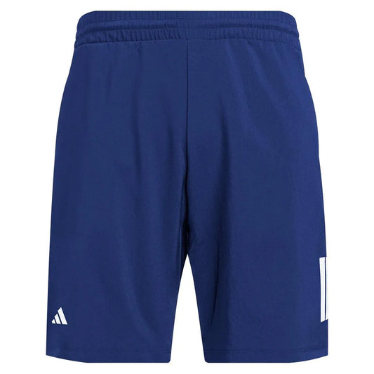 Men's Club 3 Stripe 9 inch Tennis Short Dark Blue-Apparel-Adidas-JN5731-S25-1_a527f3bc-ddcf-43b1-8f07-53bb4909937d-Tennis Express