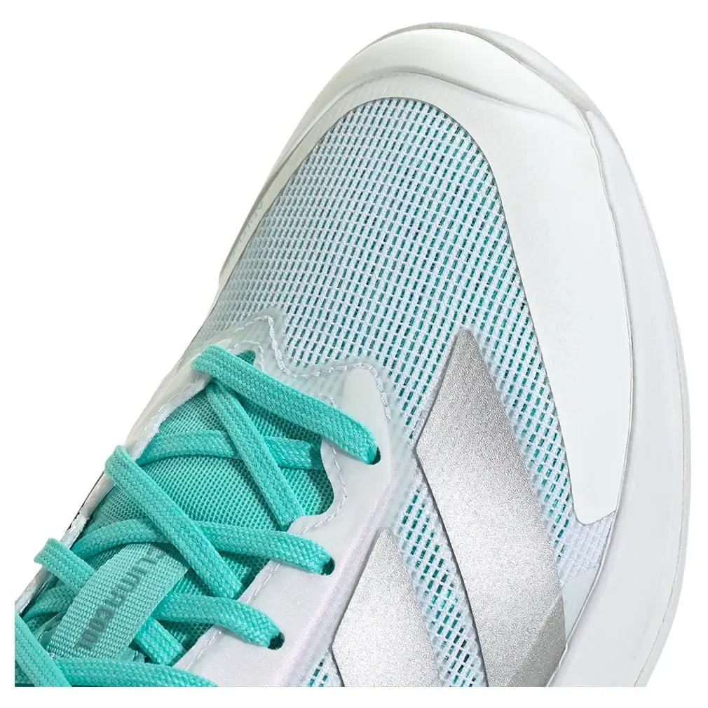 Women's adizero Ubersonic 5 Tennis Shoes Footwear White and Silver Metallic