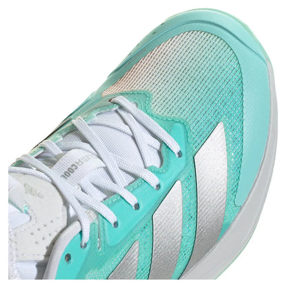 Women's Adizero Ubersonic 5 Tennis Shoes Flash Aqua and Silver Metallic