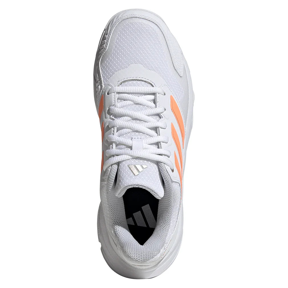 Women's CourtJam Control 3 Tennis Shoes Core White and Beam Orange