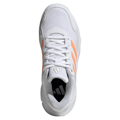 Women's CourtJam Control 3 Tennis Shoes Core White and Beam Orange