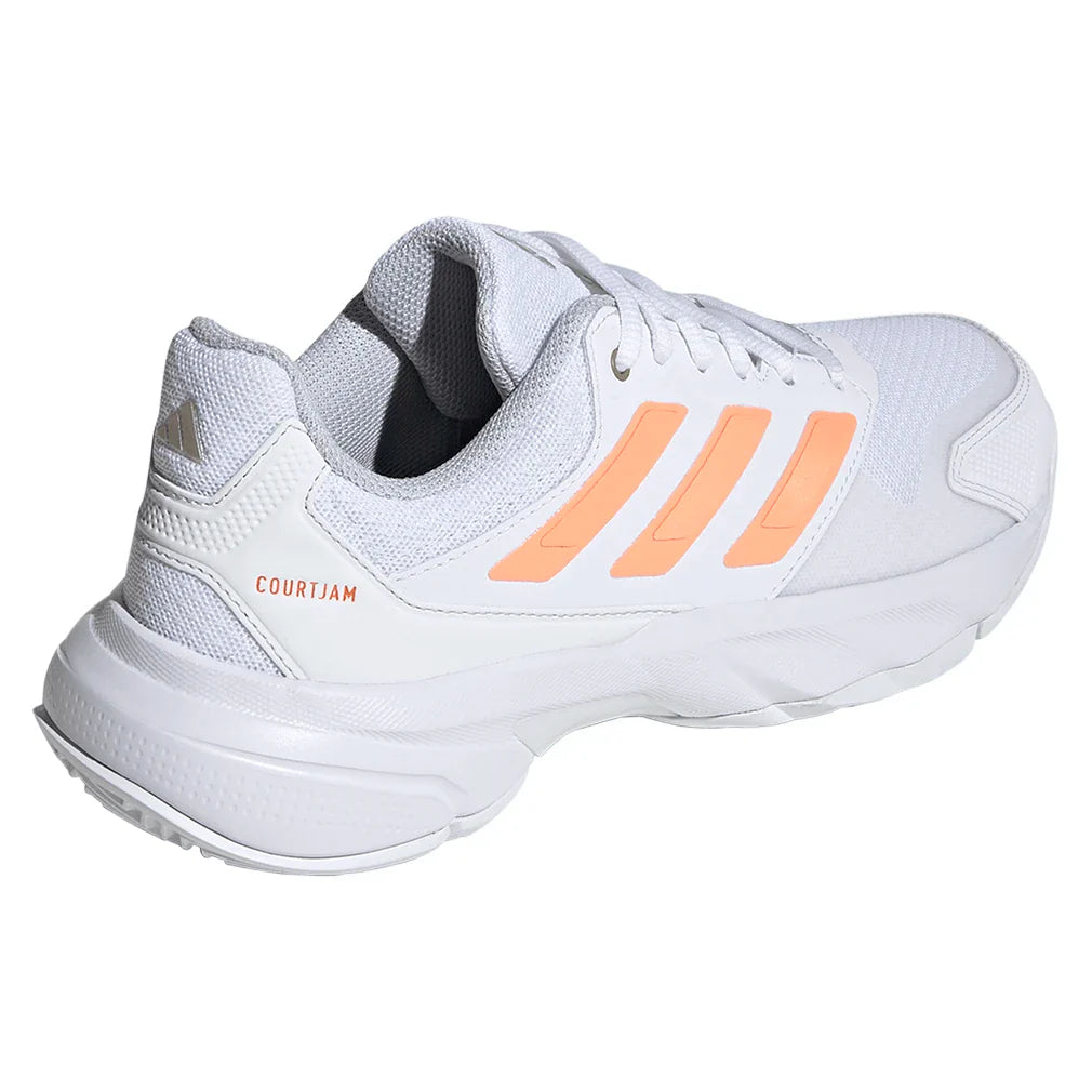 Women's CourtJam Control 3 Tennis Shoes Core White and Beam Orange