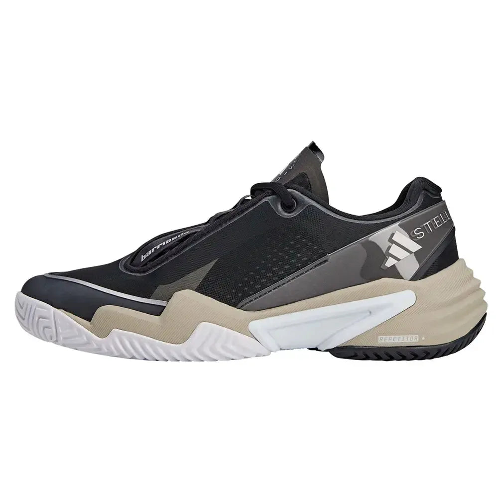 Women's Stella McCartney Barricade Tennis Shoes Core Black and Silver Metallic