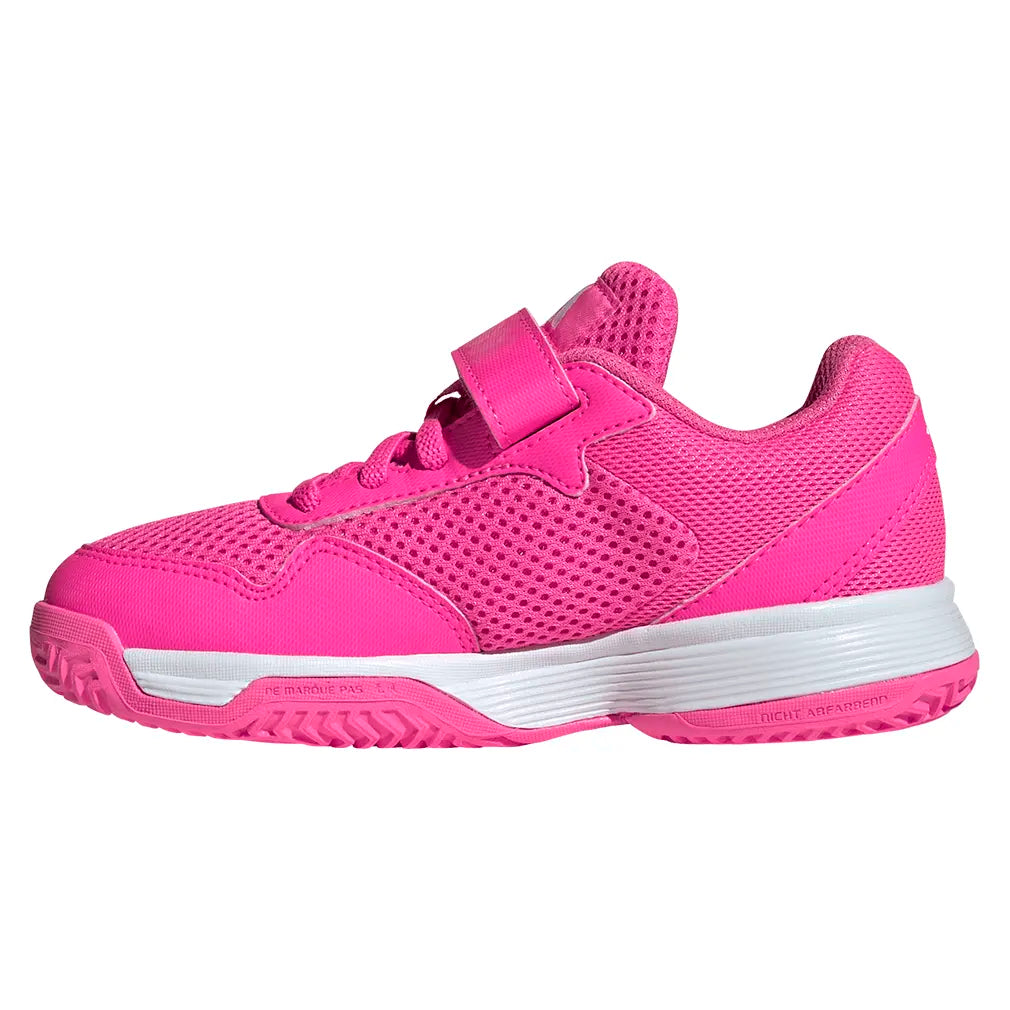 Juniors' Courtflash Tennis Shoes Lucid PInk and Core White