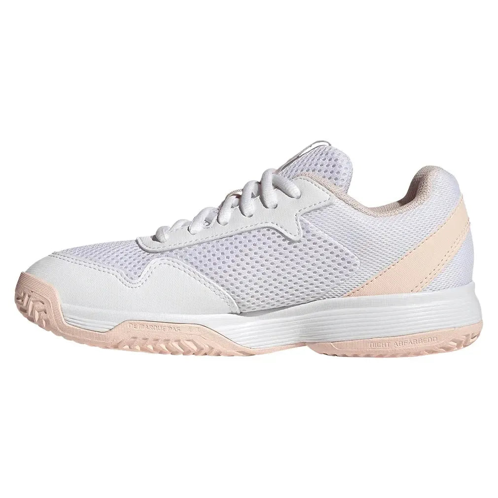 Juniors' Courtflash Tennis Shoes Core White and Wonder Quartz