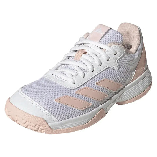 Juniors' Courtflash Tennis Shoes Core White and Wonder Quartz-Footwear-Adidas-JR4449-S26-Tennis Express