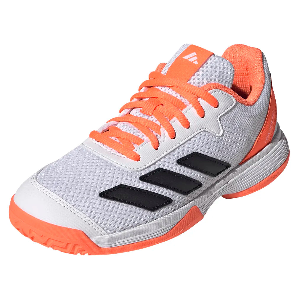 Juniors' Courtflash Tennis Shoes Lucid Orange and Core White-Footwear-Adidas-JR4450-S26-y-Tennis Express
