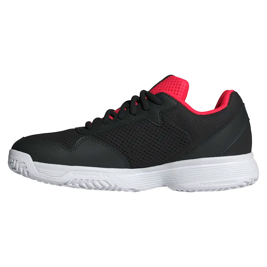 Juniors' Courtflash Tennis Shoes Core Black and Silver Metallic