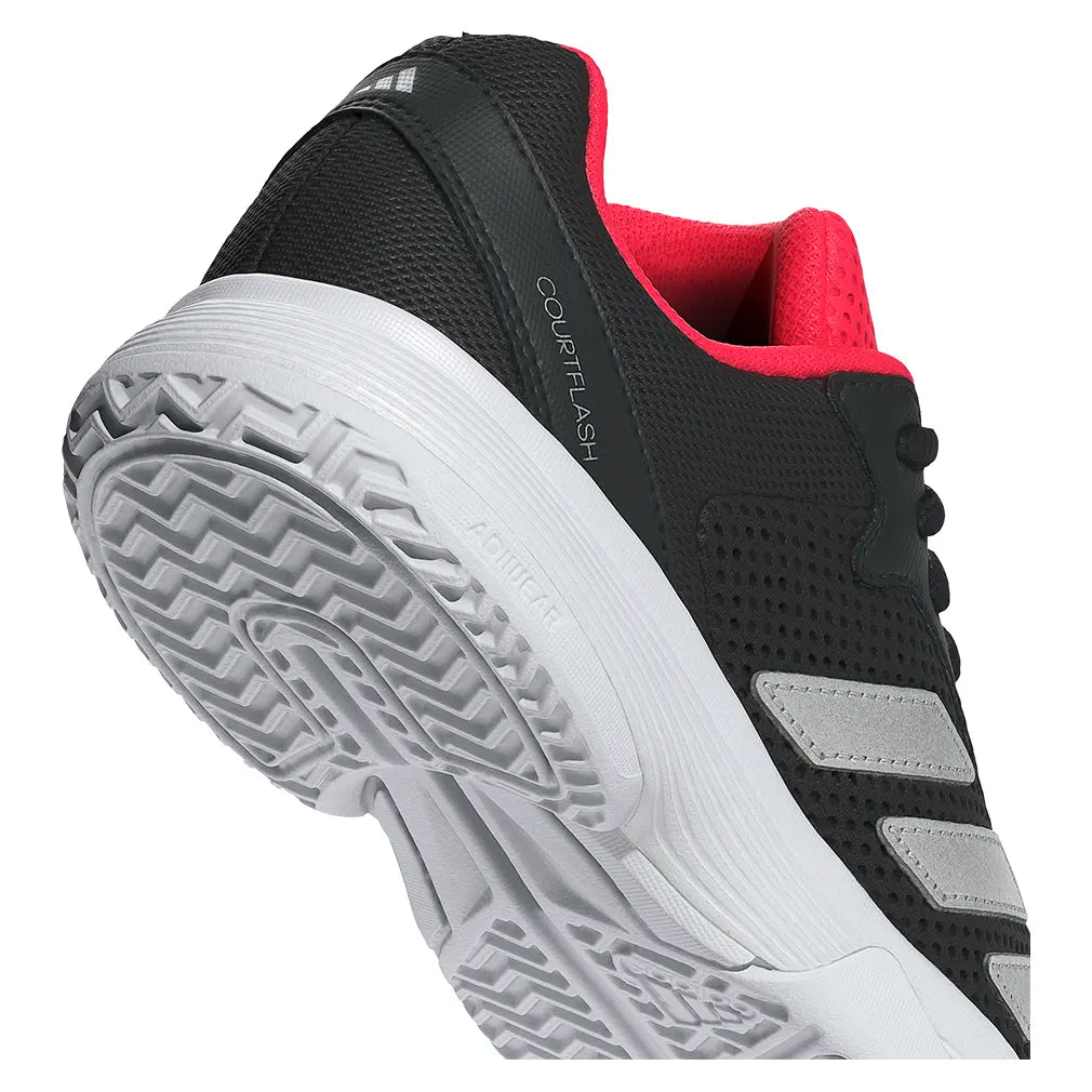 Juniors' Courtflash Tennis Shoes Core Black and Silver Metallic