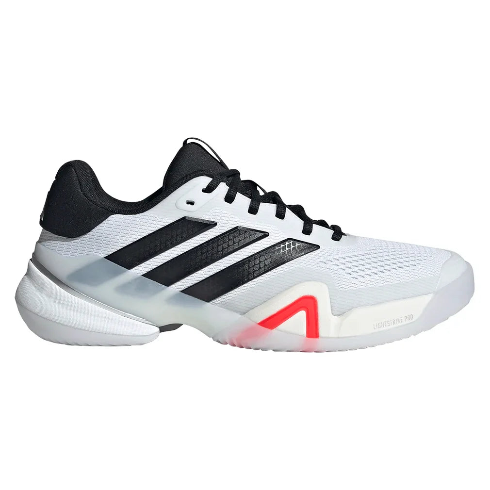 Men's Barricade 14 Tennis Shoes Core White and Black and Lucid Red